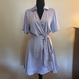 VICI Lilac Satin Colored Short Sleeve Mini Wrap Dress